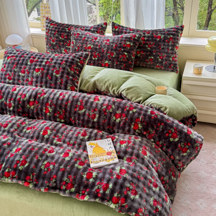 91家纺网 家纺一手货源 找家纺 （总）爱多多家居 2025新款 印花兔兔绒牛奶绒大泡泡四件套单被套