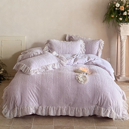 91家纺网 家纺一手货源 找家纺 （总）乐朵家居 2025新款 克拉玫瑰 牛奶绒 床单款夹棉床盖四件套（控价床单268床盖298）