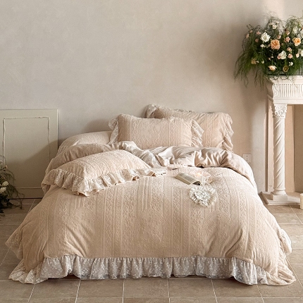 91家纺网 家纺一手货源 找家纺 （总）乐朵家居 2025新款 克拉玫瑰 牛奶绒 床单款夹棉床盖四件套（控价床单268床盖298）,浅杏色,丁香紫,奶白色,湖水蓝,浅豆沙,浅粉玉