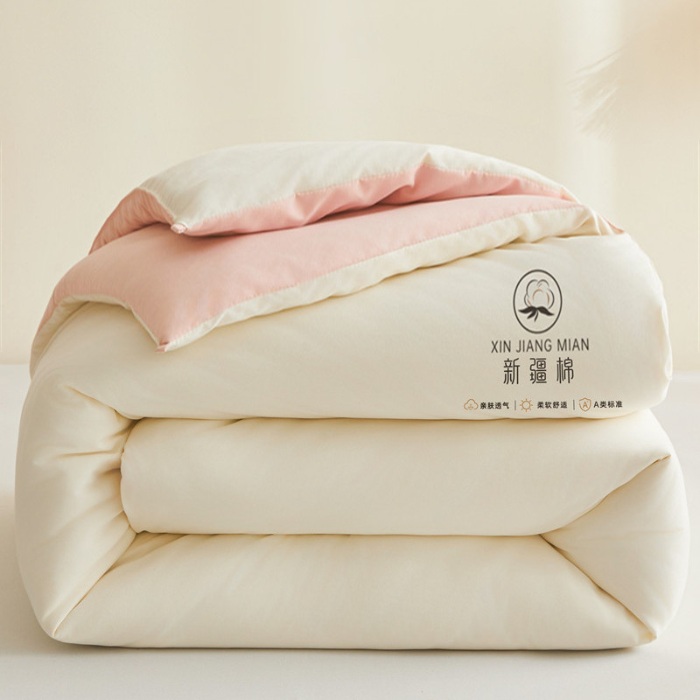 91家纺网 家纺一手货源 找家纺 爱屋及屋 2025新款撞色新疆棉花被冬被春秋被家用学生宿舍被子空调被芯