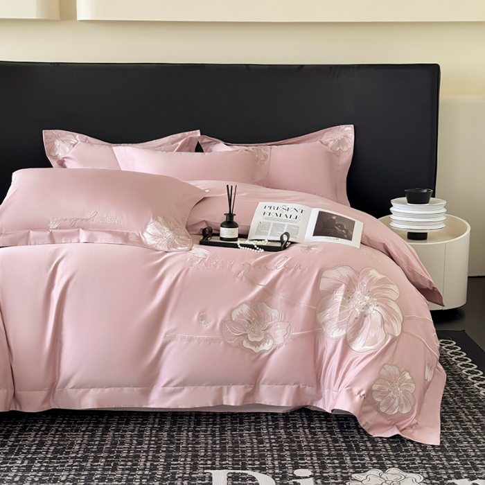 91家纺网 家纺一手货源 找家纺 （总）2025新款全棉长绒棉四件套刺绣高端轻奢床上用品-梦幻