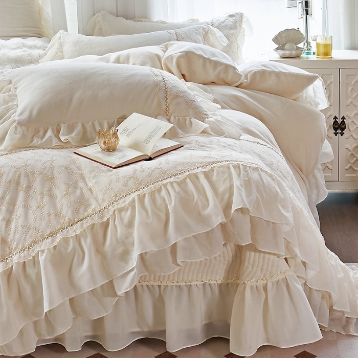 91家纺网 家纺一手货源 找家纺 （总）乐朵家居 2025新款  伊莉莎 牛奶绒夹棉床盖四件套