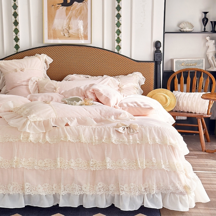 91家纺网 家纺一手货源 找家纺 （总）乐朵家居 2025新款 南法庄园 牛奶绒 夹棉床盖四件套