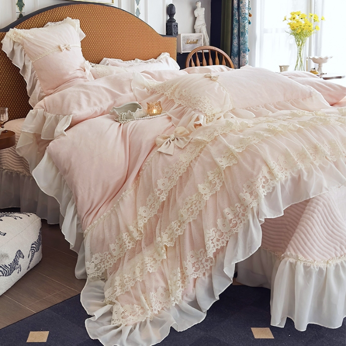 91家纺网 家纺一手货源 找家纺 （总）乐朵家居 2025新款 南法庄园 牛奶绒 夹棉床盖四件套