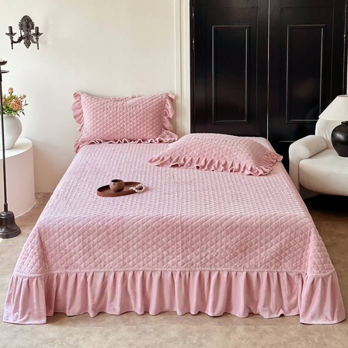 91家纺网 家纺一手货源 找家纺 （总）乐朵家居 2025新款 宝格 牛奶绒床单款夹棉床盖四件套【床单款控价268 床盖款298】