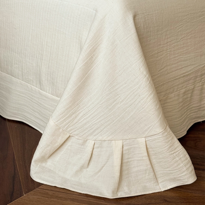 91家纺网 家纺一手货源 找家纺 （总）乐朵家居  2025秋冬新款 米兰 全棉棉麻 床单款夹棉床盖 四件套