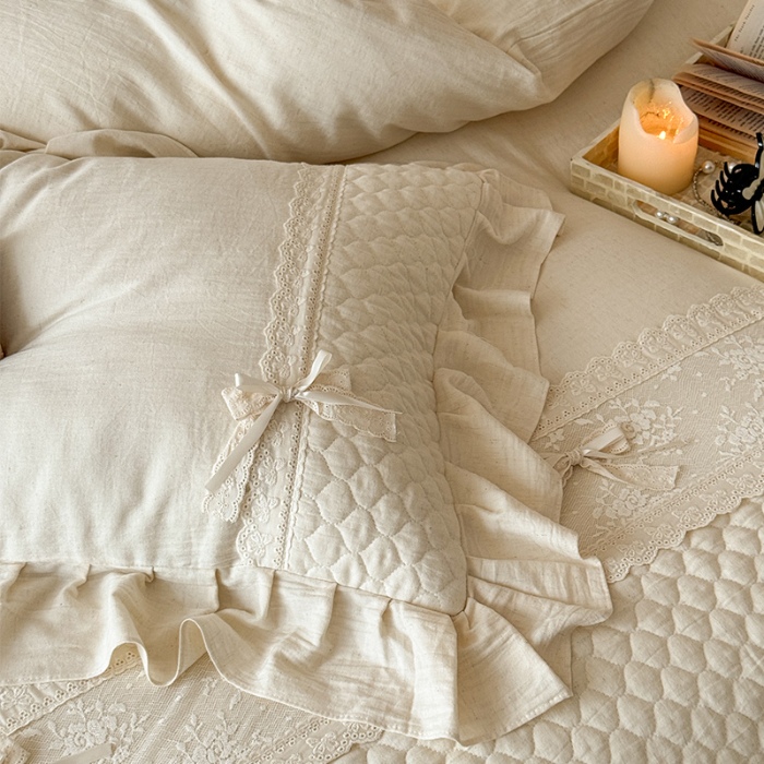 91家纺网 家纺一手货源 找家纺 （总）乐朵家居 2025新款 瑞丽 全棉棉麻 床单款夹棉床盖四件套