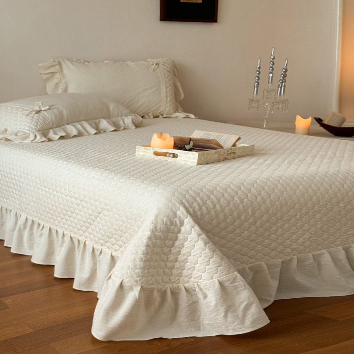 91家纺网 家纺一手货源 找家纺 （总）乐朵家居 2025新款 瑞丽 全棉棉麻 床单款夹棉床盖四件套