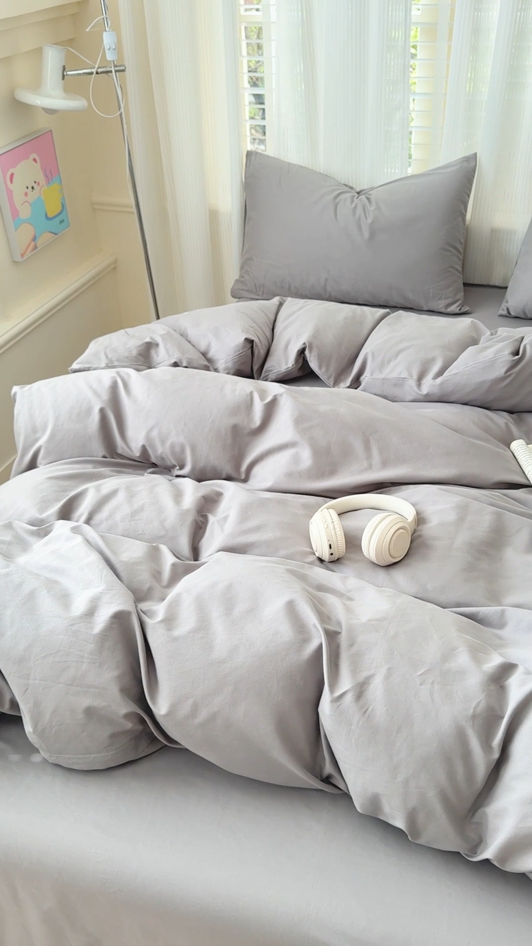 91家纺网 家纺一手货源 找家纺 【苏东来】2025高端100%新疆全棉长绒棉100支磨毛纯色双拼全棉纯棉磨毛四件套单被套单床单床笠（一年四季不断货）十年不换款 M灰色