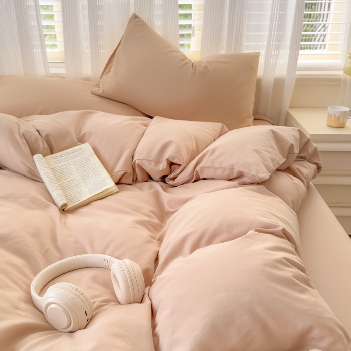 91家纺网 家纺一手货源 找家纺 【苏东来】2025高端100%新疆全棉长绒棉100支磨毛纯色双拼全棉纯棉磨毛四件套单被套单床单床笠（一年四季不断货）十年不换款 M卡其