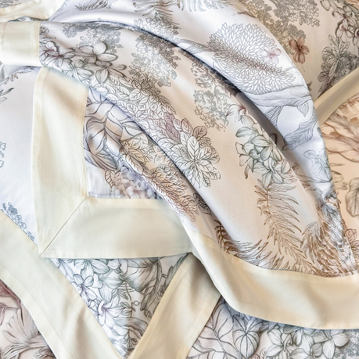 91家纺网 家纺一手货源 找家纺 高档礼盒装50*50S贡缎长绒棉数码印花四件套100%纯棉全棉床单床笠款量大价优 油画灰-斯里兰卡-A类贡缎100%长绒棉