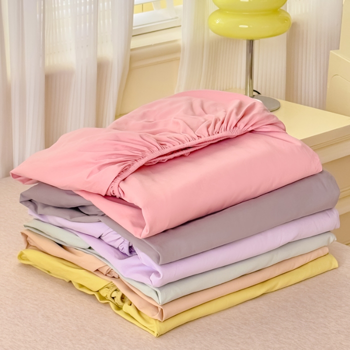 91家纺网 家纺一手货源 找家纺 （总）【苏东来】2025高端100%新疆全棉长绒棉磨毛床笠100支纯色纯棉磨毛单品床笠单件床罩简约ins风单床笠