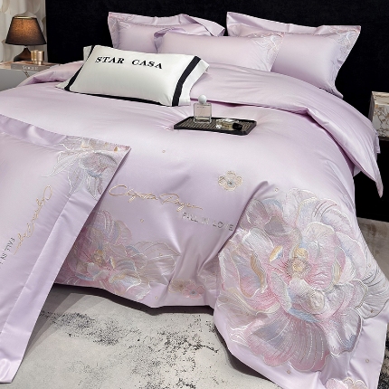 91家纺网 家纺一手货源 找家纺 （总）星蕴家纺 2025新款正宗澳棉长绒棉贡缎四件套-晨曦