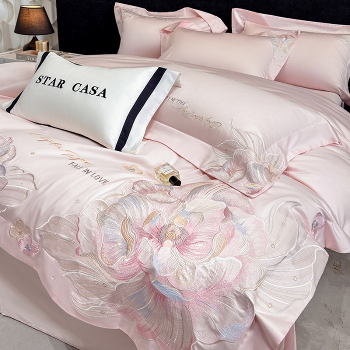 91家纺网 家纺一手货源 找家纺 （总）星蕴家纺 2025新款正宗澳棉长绒棉贡缎四件套-晨曦