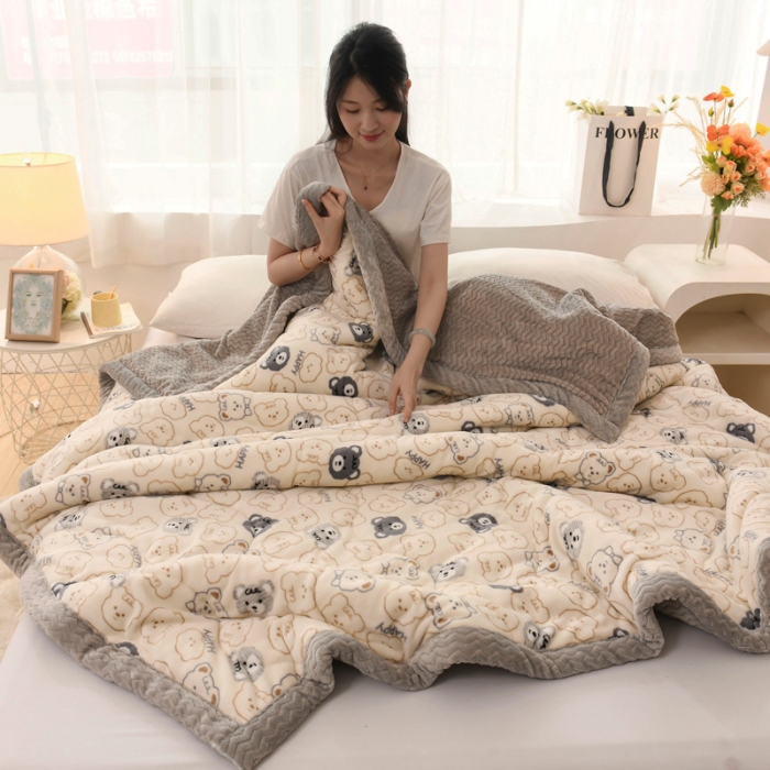 91家纺网 家纺一手货源 找家纺 （总）热卖爆款·加厚三层夹棉牛奶绒毛毯贝贝绒盖毯秋冬季保暖午睡法莱绒毛毯