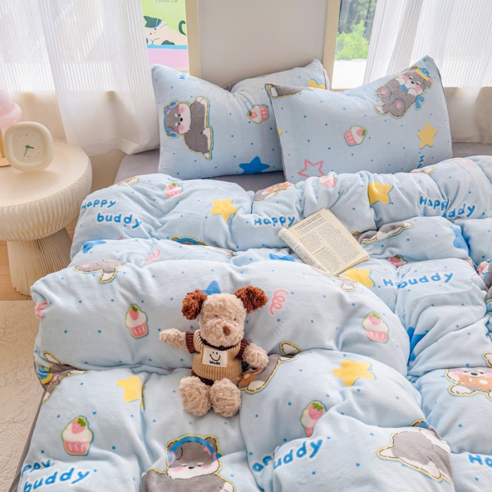 91家纺网 家纺一手货源 找家纺 （总）2025高克重牛奶绒四件套印花牛奶绒单被套床单款床笠款套件