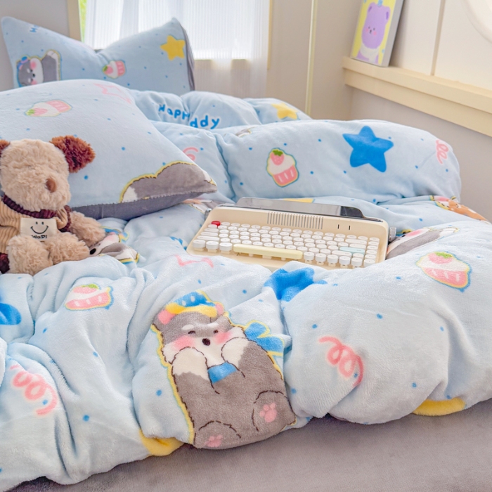 91家纺网 家纺一手货源 找家纺 （总）2025高克重牛奶绒四件套印花牛奶绒单被套床单款床笠款套件