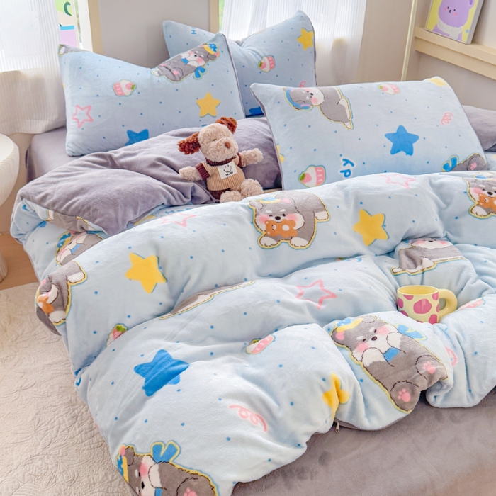 91家纺网 家纺一手货源 找家纺 （总）2025高克重牛奶绒四件套印花牛奶绒单被套床单款床笠款套件