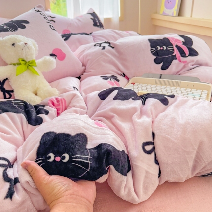 91家纺网 家纺一手货源 找家纺 （总）2025高克重牛奶绒四件套印花牛奶绒单被套床单款床笠款套件