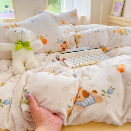 91家纺网 家纺一手货源 找家纺 （总）2025高克重牛奶绒四件套印花牛奶绒单被套床单款床笠款套件