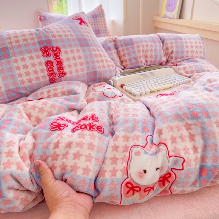 91家纺网 家纺一手货源 找家纺 （总）2025高克重牛奶绒四件套印花牛奶绒单被套床单款床笠款套件