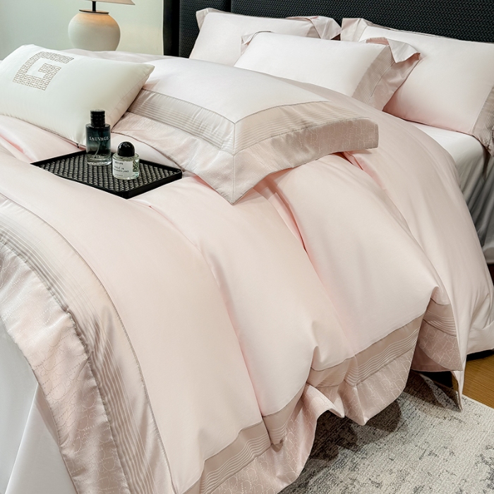 91家纺网 家纺一手货源 找家纺 （总）高档礼盒装彩金色织提花50*50S贡缎纯棉加厚磨毛四件套100%全棉