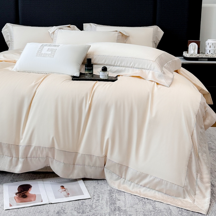 91家纺网 家纺一手货源 找家纺 高档礼盒装彩金色织提花50*50S贡缎纯棉加厚磨毛四件套100%全棉 香槟金-马德里-彩金色织提花纯棉磨毛