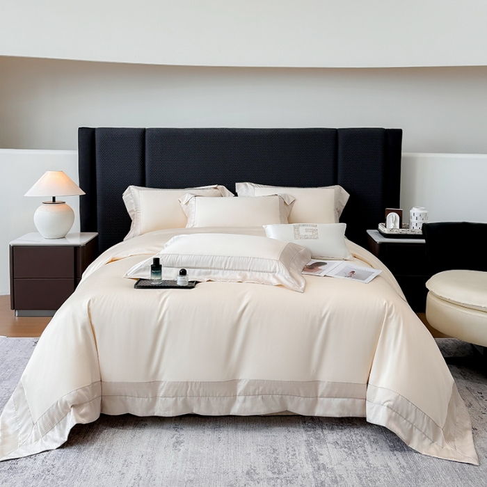 91家纺网 家纺一手货源 找家纺 高档礼盒装彩金色织提花50*50S贡缎纯棉加厚磨毛四件套100%全棉 香槟金-马德里-彩金色织提花纯棉磨毛