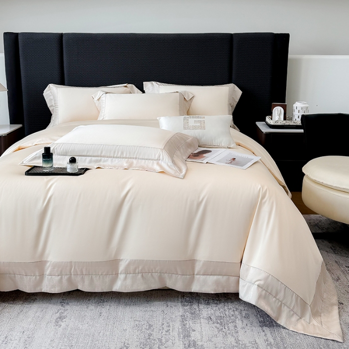 91家纺网 家纺一手货源 找家纺 高档礼盒装彩金色织提花50*50S贡缎纯棉加厚磨毛四件套100%全棉 香槟金-马德里-彩金色织提花纯棉磨毛