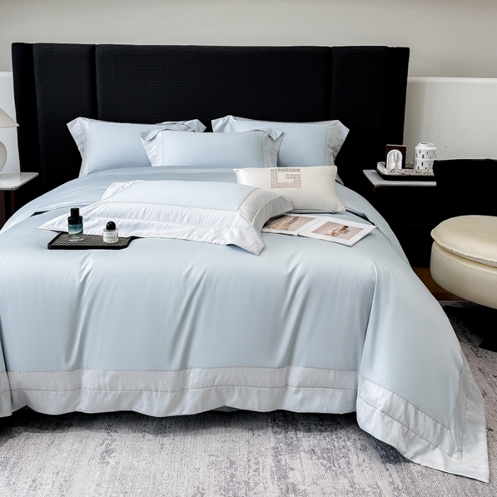 91家纺网 家纺一手货源 找家纺 高档礼盒装彩金色织提花50*50S贡缎纯棉加厚磨毛四件套100%全棉 祖玛蓝-马德里-彩金色织提花纯棉磨毛