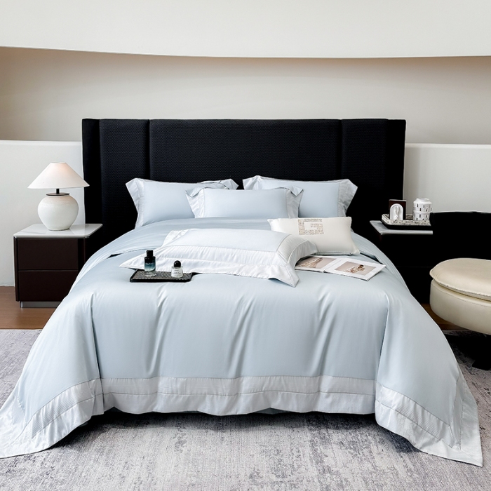 91家纺网 家纺一手货源 找家纺 高档礼盒装彩金色织提花50*50S贡缎纯棉加厚磨毛四件套100%全棉 祖玛蓝-马德里-彩金色织提花纯棉磨毛