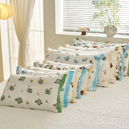 （总）乐可 2025新款全棉纯棉纱布儿童拼色枕套单枕套枕头套