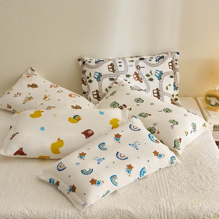 （总）乐可 2025新款全棉纯棉纱布儿童枕套单枕套枕头套