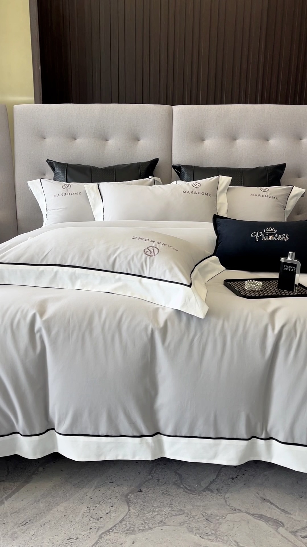 91家纺网 家纺一手货源 找家纺 高档礼盒装超细旦超柔长绒棉磨毛刺绣四件套秋冬加厚100%纯棉全棉床品 淡雅灰-马丁-A类超柔超细旦长绒棉磨毛