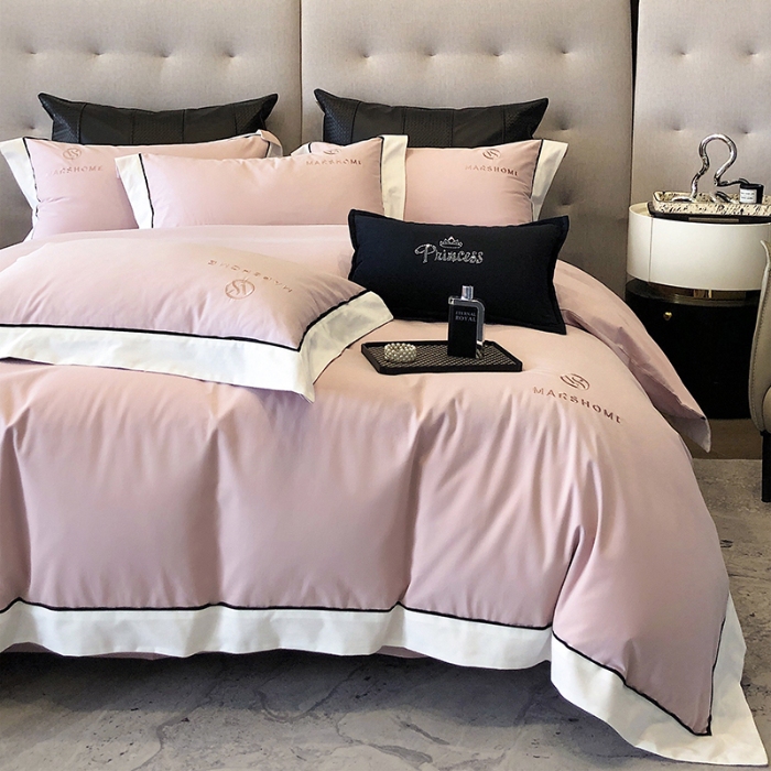 91家纺网 家纺一手货源 找家纺 高档礼盒装超细旦超柔长绒棉磨毛刺绣四件套秋冬加厚100%纯棉全棉床品 豆沙紫-马丁-A类超柔超细旦长绒棉磨毛