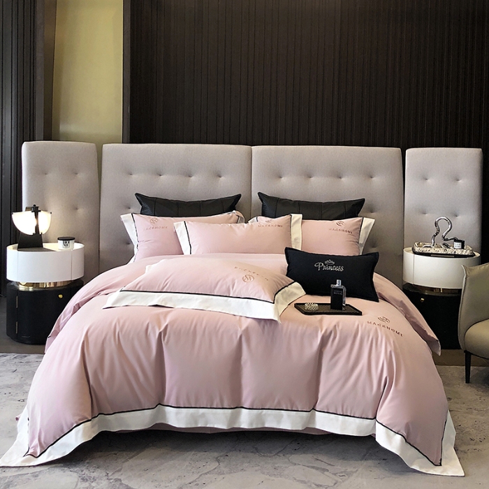 91家纺网 家纺一手货源 找家纺 高档礼盒装超细旦超柔长绒棉磨毛刺绣四件套秋冬加厚100%纯棉全棉床品 豆沙紫-马丁-A类超柔超细旦长绒棉磨毛