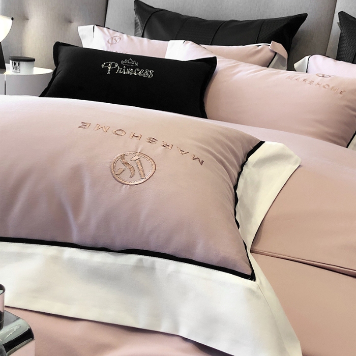 91家纺网 家纺一手货源 找家纺 高档礼盒装超细旦超柔长绒棉磨毛刺绣四件套秋冬加厚100%纯棉全棉床品 豆沙紫-马丁-A类超柔超细旦长绒棉磨毛