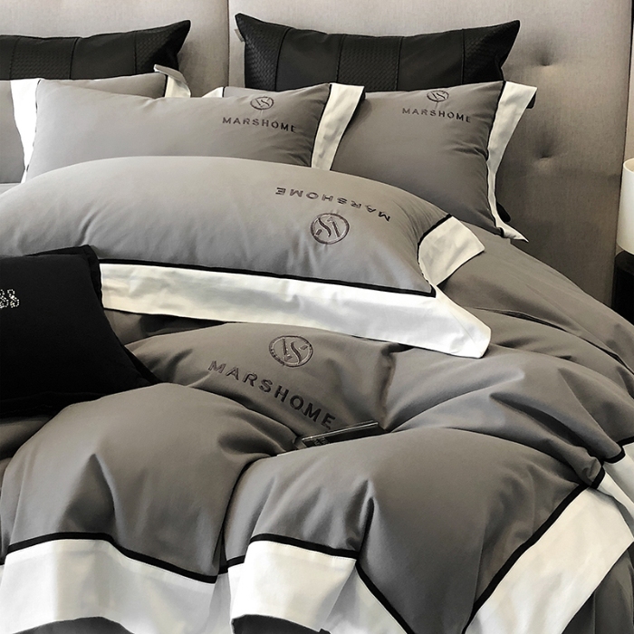 91家纺网 家纺一手货源 找家纺 高档礼盒装超细旦超柔长绒棉磨毛刺绣四件套秋冬加厚100%纯棉全棉床品 高级灰-马丁-A类超柔超细旦长绒棉磨毛