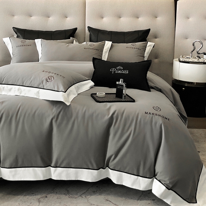 91家纺网 家纺一手货源 找家纺 高档礼盒装超细旦超柔长绒棉磨毛刺绣四件套秋冬加厚100%纯棉全棉床品 高级灰-马丁-A类超柔超细旦长绒棉磨毛