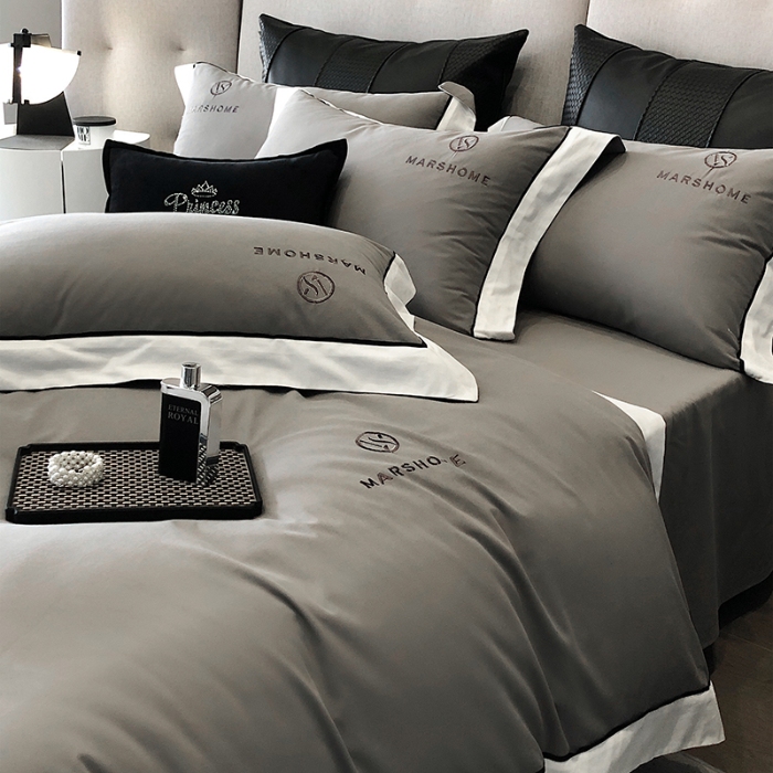 91家纺网 家纺一手货源 找家纺 高档礼盒装超细旦超柔长绒棉磨毛刺绣四件套秋冬加厚100%纯棉全棉床品 高级灰-马丁-A类超柔超细旦长绒棉磨毛