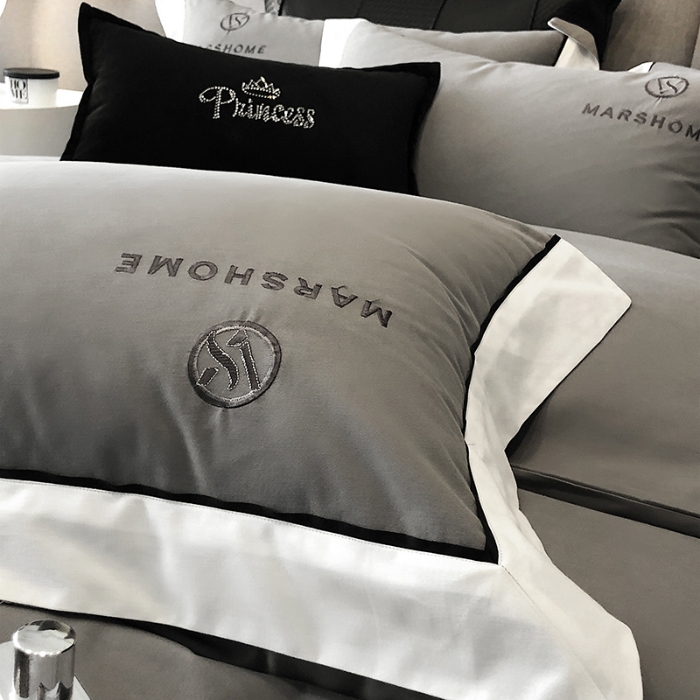 91家纺网 家纺一手货源 找家纺 高档礼盒装超细旦超柔长绒棉磨毛刺绣四件套秋冬加厚100%纯棉全棉床品 高级灰-马丁-A类超柔超细旦长绒棉磨毛