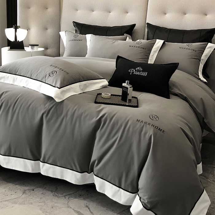 91家纺网 家纺一手货源 找家纺 高档礼盒装超细旦超柔长绒棉磨毛刺绣四件套秋冬加厚100%纯棉全棉床品 高级灰-马丁-A类超柔超细旦长绒棉磨毛