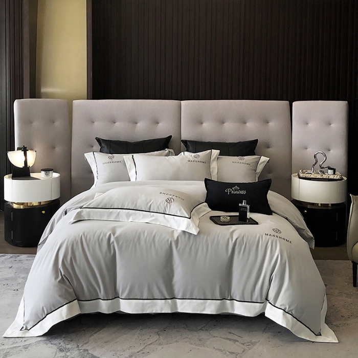 91家纺网 家纺一手货源 找家纺 高档礼盒装超细旦超柔长绒棉磨毛刺绣四件套秋冬加厚100%纯棉全棉床品 淡雅灰-马丁-A类超柔超细旦长绒棉磨毛