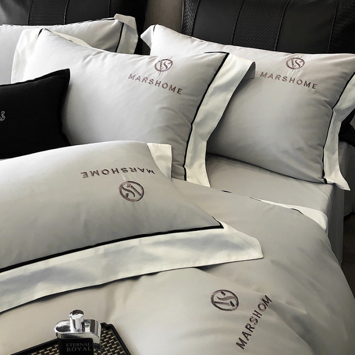 91家纺网 家纺一手货源 找家纺 高档礼盒装超细旦超柔长绒棉磨毛刺绣四件套秋冬加厚100%纯棉全棉床品 淡雅灰-马丁-A类超柔超细旦长绒棉磨毛