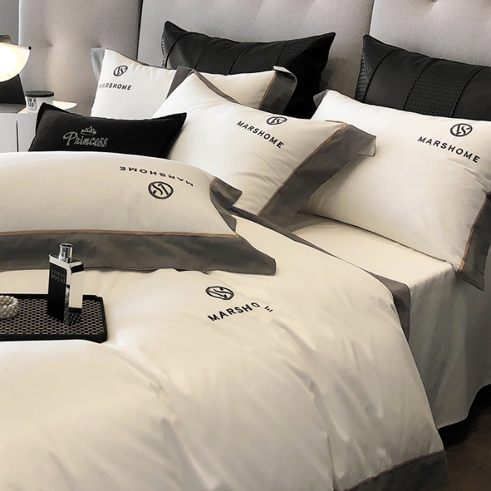 91家纺网 家纺一手货源 找家纺 高档礼盒装超细旦超柔长绒棉磨毛刺绣四件套秋冬加厚100%纯棉全棉床品 高级白-马丁-A类超柔超细旦长绒棉磨毛