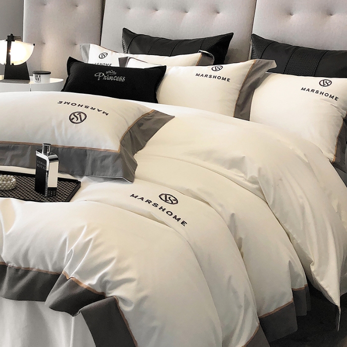 91家纺网 家纺一手货源 找家纺 高档礼盒装超细旦超柔长绒棉磨毛刺绣四件套秋冬加厚100%纯棉全棉床品 高级白-马丁-A类超柔超细旦长绒棉磨毛