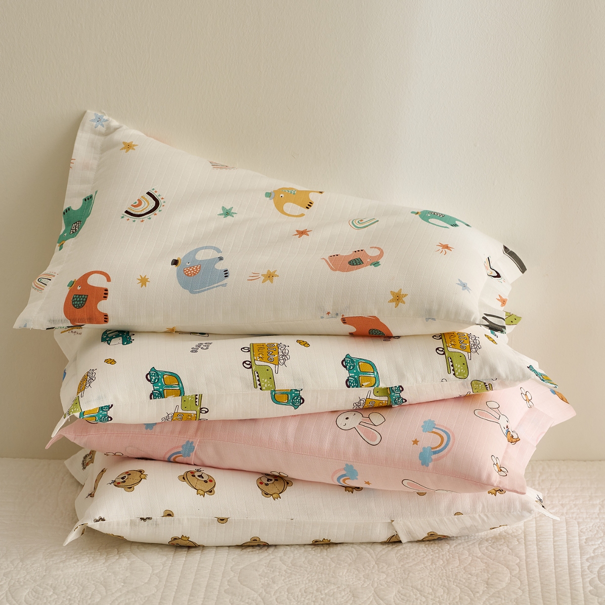 91家纺网 家纺一手货源 找家纺 （总）乐可 2025新款双层纱儿童定型枕套学生枕头套