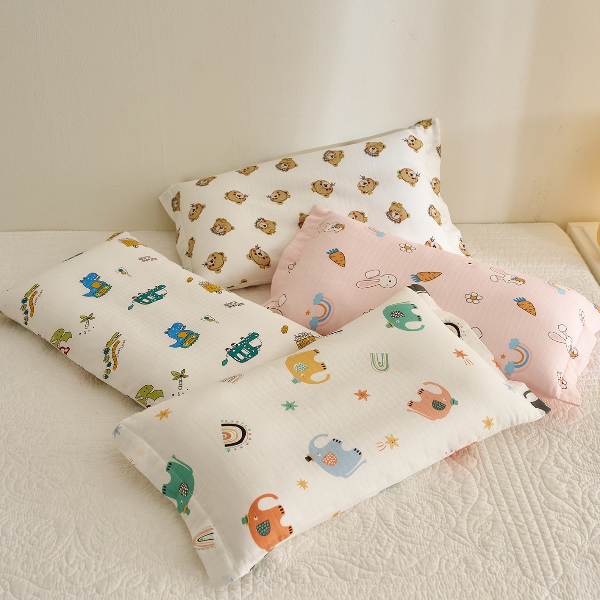 91家纺网 家纺一手货源 找家纺 （总）乐可 2025新款双层纱儿童定型枕套学生枕头套