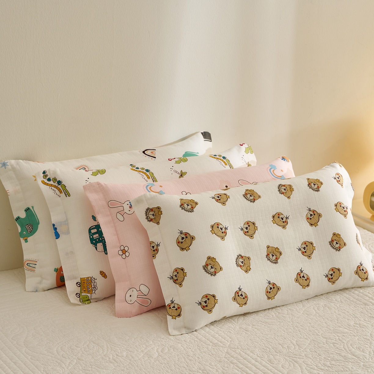 91家纺网 家纺一手货源 找家纺 （总）乐可 2025新款双层纱儿童定型枕套学生枕头套