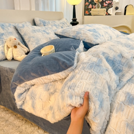 （总）2025年新款 高克重 兔毛绒 牛奶绒四件套 直播首选-菱格系列